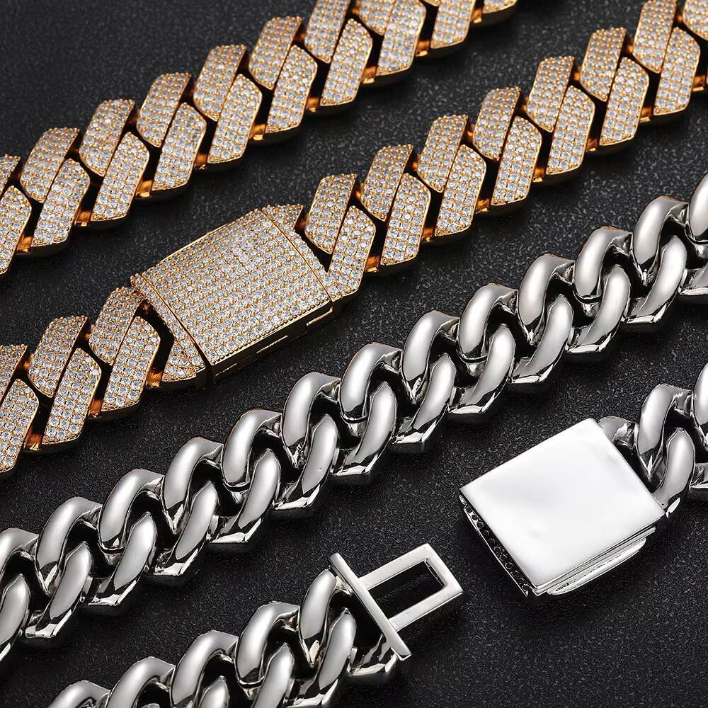 HighQuality 25MM Miami Cuban Link Chain Bracelet Iced Out Gold Silver Plated Hip Hop Jewelry with CZ Stones for Men Women