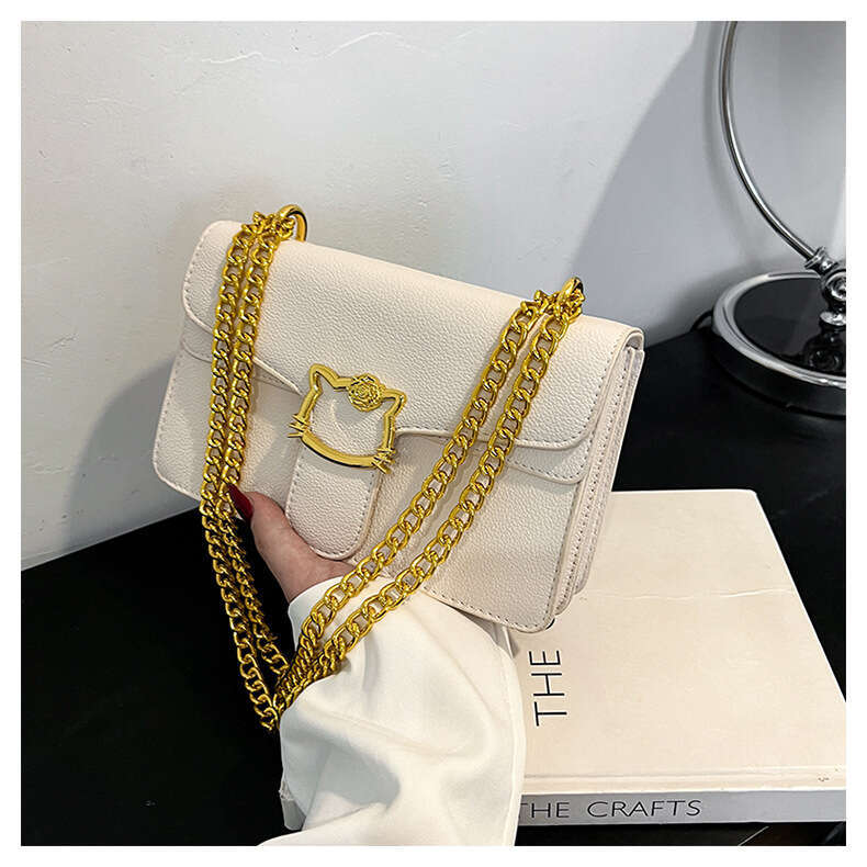 DHpet_wholesale Vintage Chain Square Bag - Retro Shoulder Purse with Gold/Silver Chains, Small Crossbody Bag for Women, Classic European Style