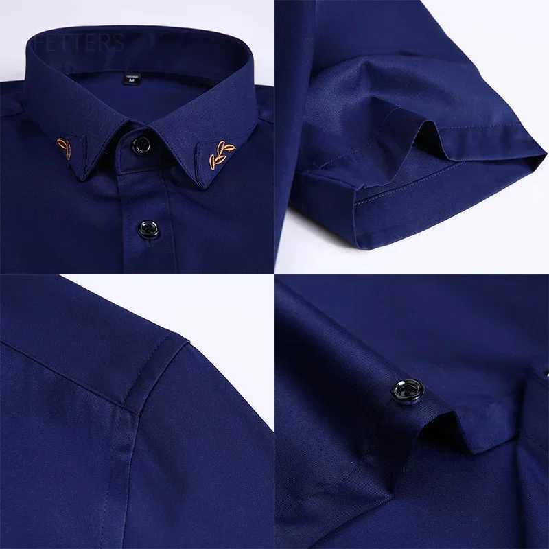 BROWON 2025 Smart Casual Summer Shirt Men Short Sleeve Turn Down Collar Business Mens Dress Shirts Antiwrinkle Easy Care X250903