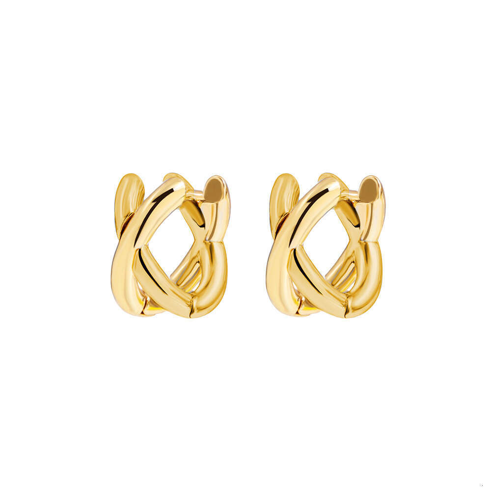 2025 New Korea Dongdaemun Ins-Style Earrings - Brass Cross/Circle Design, Gold/Silver 2-Tone, Unisex, Ruolong Brand, Anti-Tarnish
