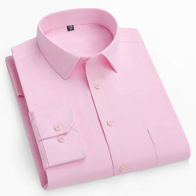 double collor Full shirts for men plus size slim fit formal plain shirt over size office clothes solid longsleeve business tops X250903