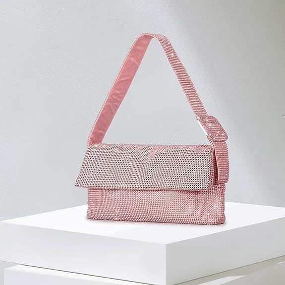 Designer handbag and shoulder bag 2024 New Bling Rhinestone Handbag for Women Fashionable Light Luxury Evening Niche Inlaid Diamond Square Buckle Shou