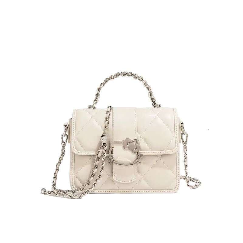 DHpet_wholesale Women's Chain Square Bag - Small Crossbody Purse with Flap Closure, Cream Color Shoulder Bag for Daily Use, Fashion Mini Bag