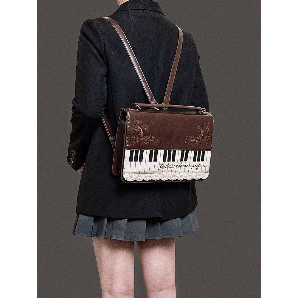HIATUS Retro Literary Piano Embroidery Lace Shoulder Messenger Simple Texture Briefcase Mini Mobile Phone Bag