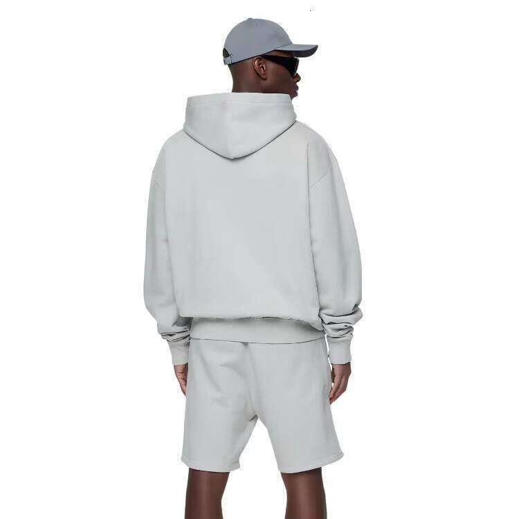 Fashion Oversized Drop Shoulder Hoodie Shorts Logo Men's Clothing with 2 Pieces Autumn Sportswear