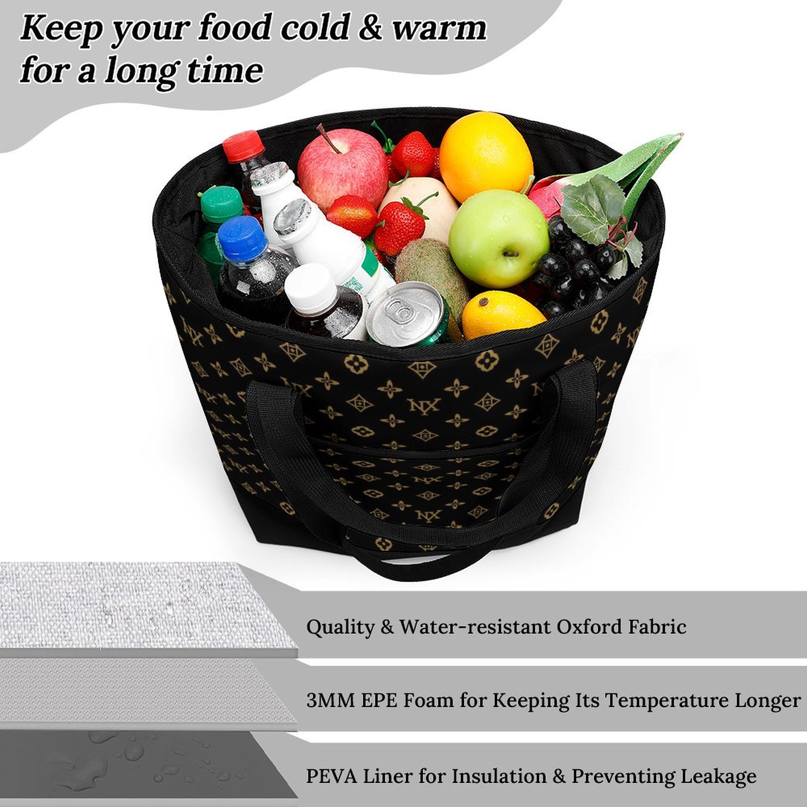 NXY Evening Bags Designer Tote Bags for Women Handbags Capacity Shopping Bags Travel Crossbody Shoulder Purses Large capacity insulated shopping bag X