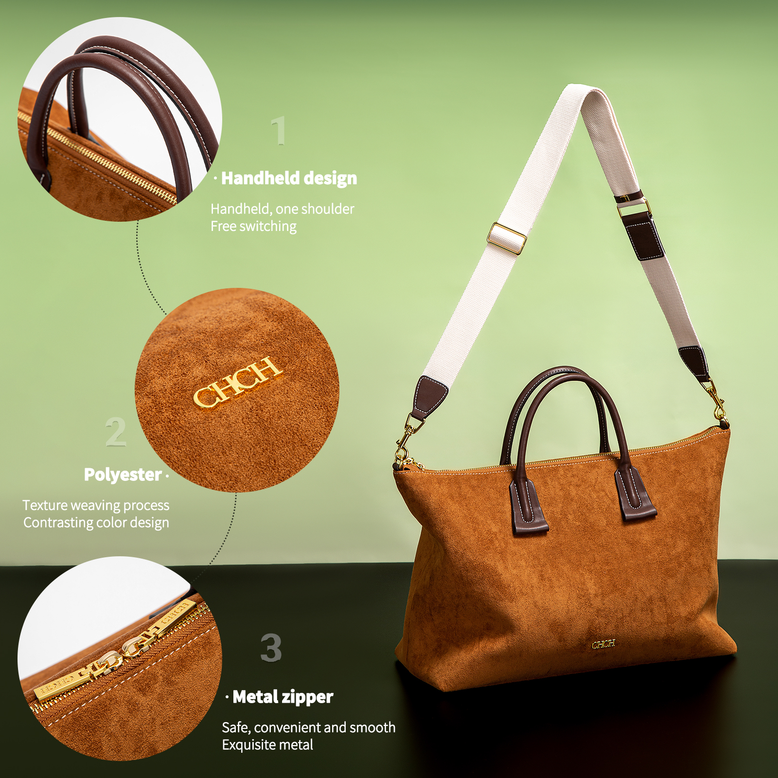 CHCH Anti Velvet Large Capacity Crossbody Bag Women's Handbag New Autumn/Winter Vintage Tote Bag