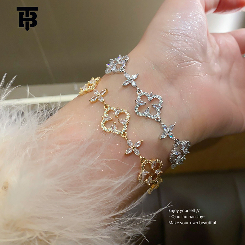 TB BHULAMTE Designer Lady's Light Luxury Zircon Flower Adjustable Bracelet High-end Exquisite New Style Bracelet Fashionable And Versatile Jewelr