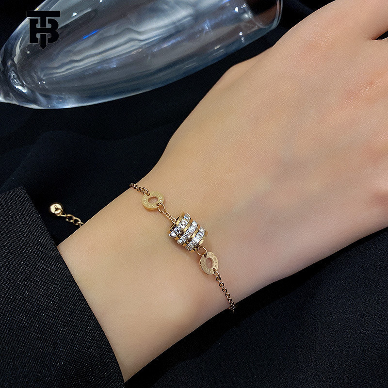 TB BHULAMTE Designer Women's All-diamond Small Waist Titanium Steel Bracelet Is A Niche Light Luxury 18k Non-fading High-end For Women