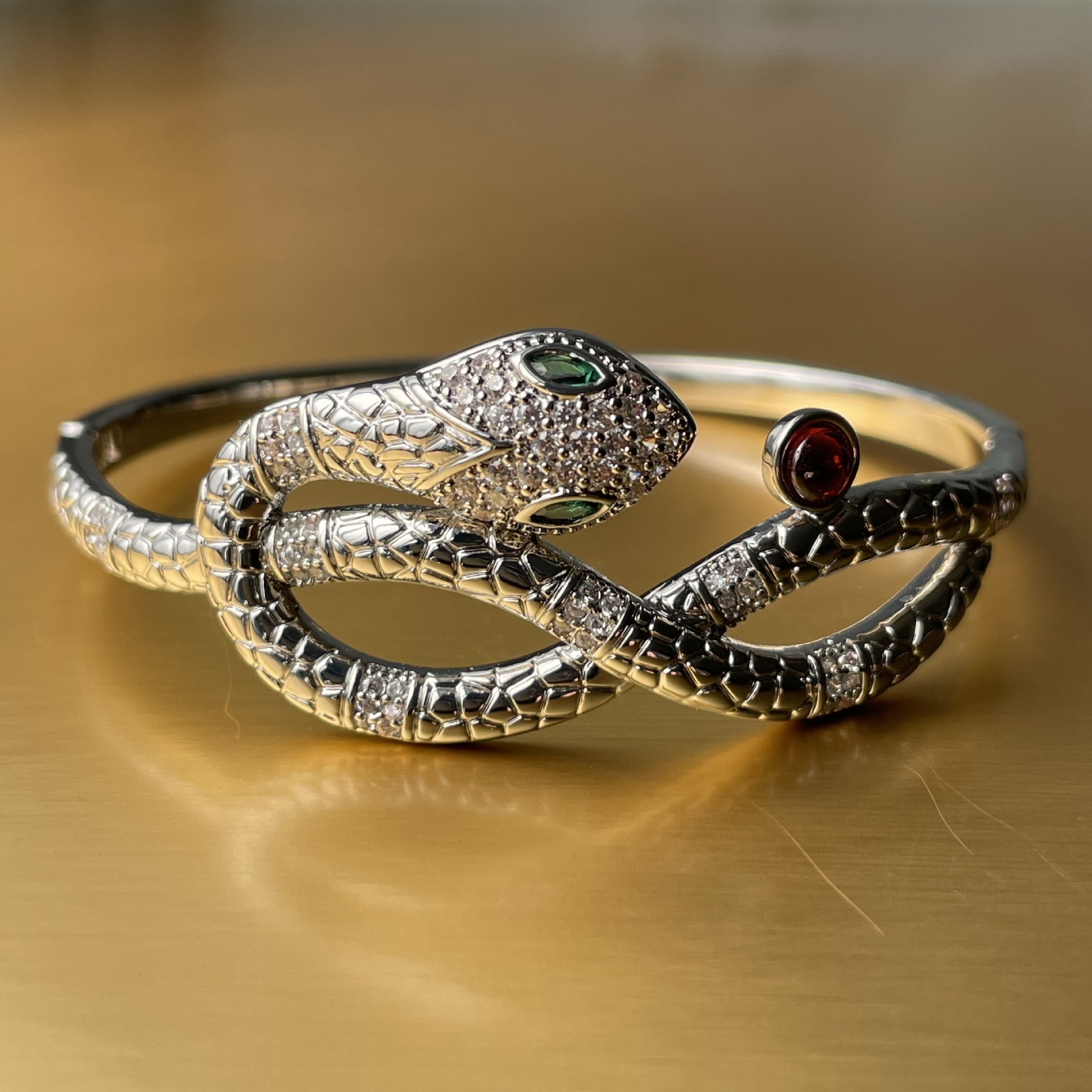 Gold Tone Multi layer circle zircon inlaid personalized fashion cross-border popular handmade snake pattern diamond winding bracelet designer bracelet - view 4