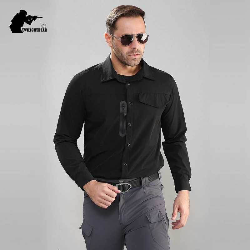 Stretch Mens Shirt Multiple Pockets Quick Drying Shirts High Quality Male Elastic Tooling Shirt Men Clothing Casual Shirts AF54 X250903