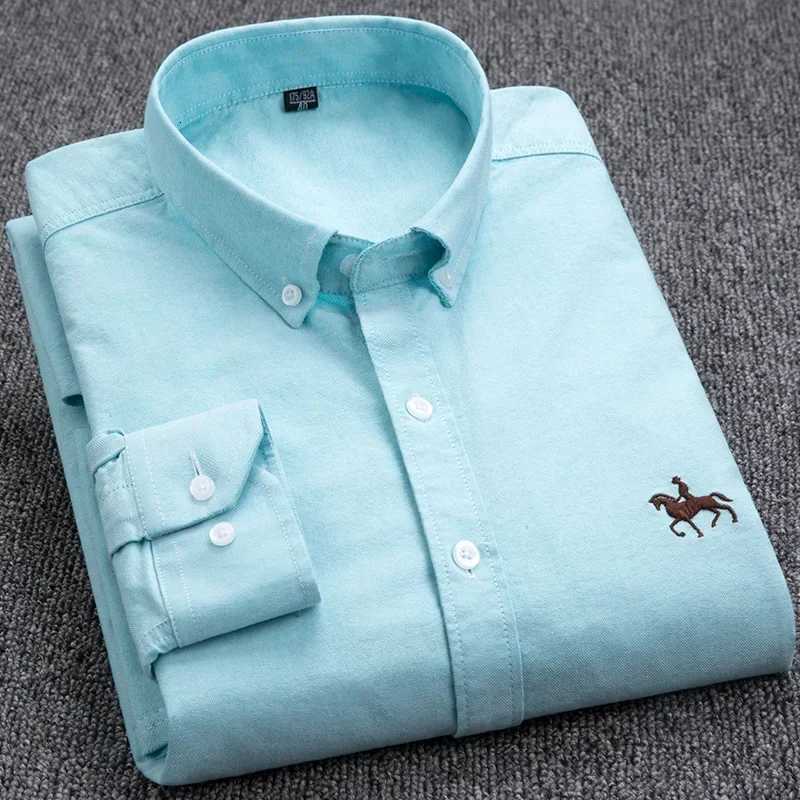 Large size Full Mens Shirts 100 Pure Cotton Oxford business Casual Shirt soft slim fit formal plain shirt Long Sleeve clothes X250903