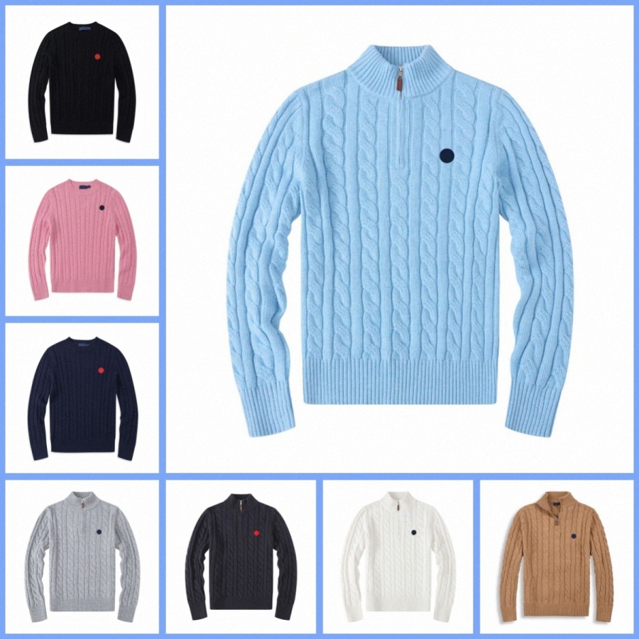 Mens Sweater Pull Half Zip Ralply sweaters Women Laurent Cardigan Polo knitwear Shirt Knit Twist Pullover Sweatshirt size S-XXXL