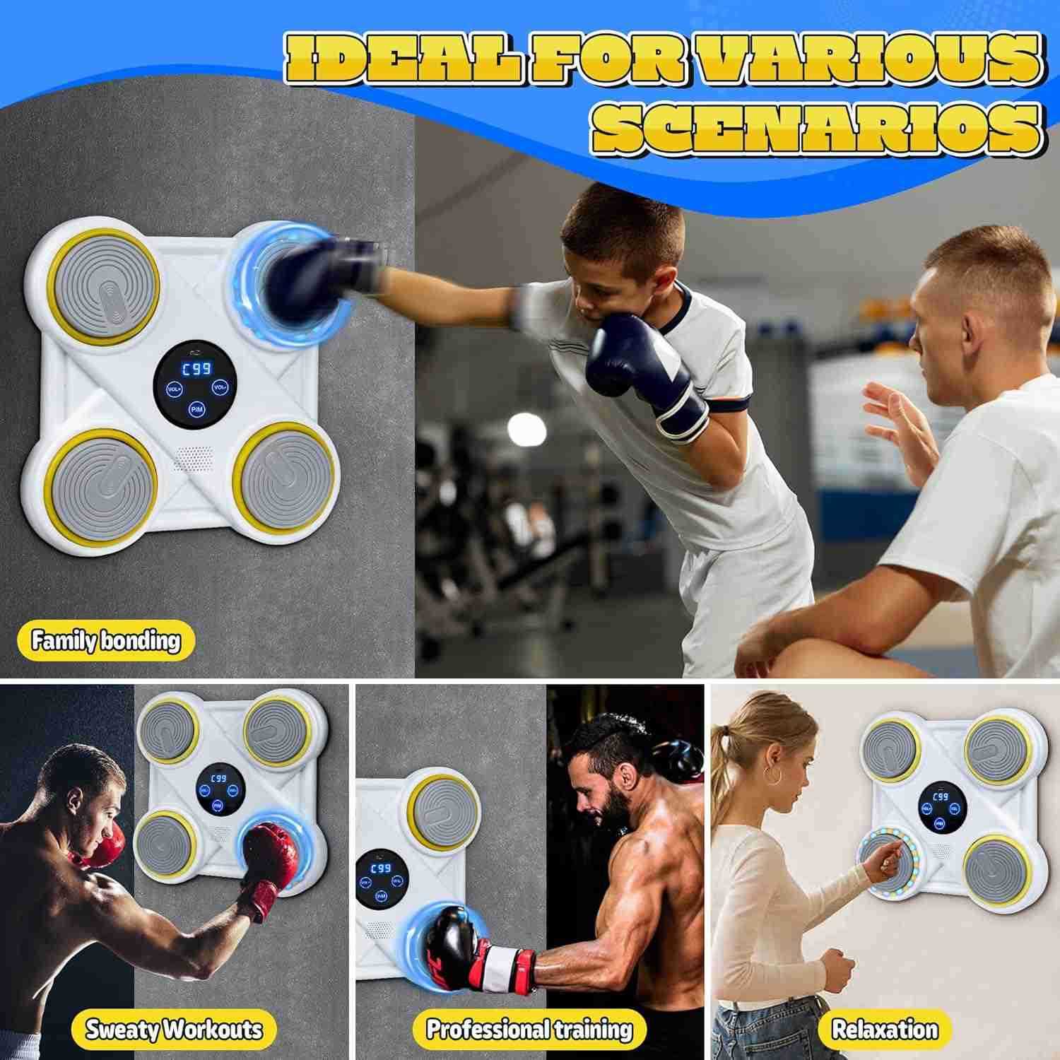 Music Boxing Machine for Kids Wall Mounted Smart Punching Target Toy with Bluetooth LED Lights Music Workout Game Toy with Boxing Gloves for Boys and 