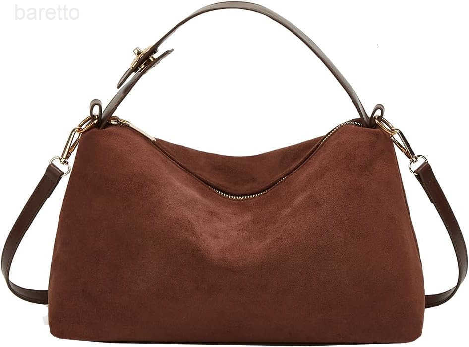 Suede Shoulder Bags For Women Crossbody Bag Suede Tote Bag Satchels Slouchy Work Purses Crescent Handbag Fall Top Handle M250903