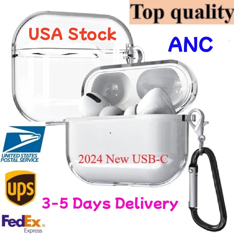 USA Stock For Apple AirPods pro 2 airpodspros earphones airpods pro 3 airpods4 ANC Bluetooth Headphone Protective Cover airpodspro2 earbuds Wireless Charging Box