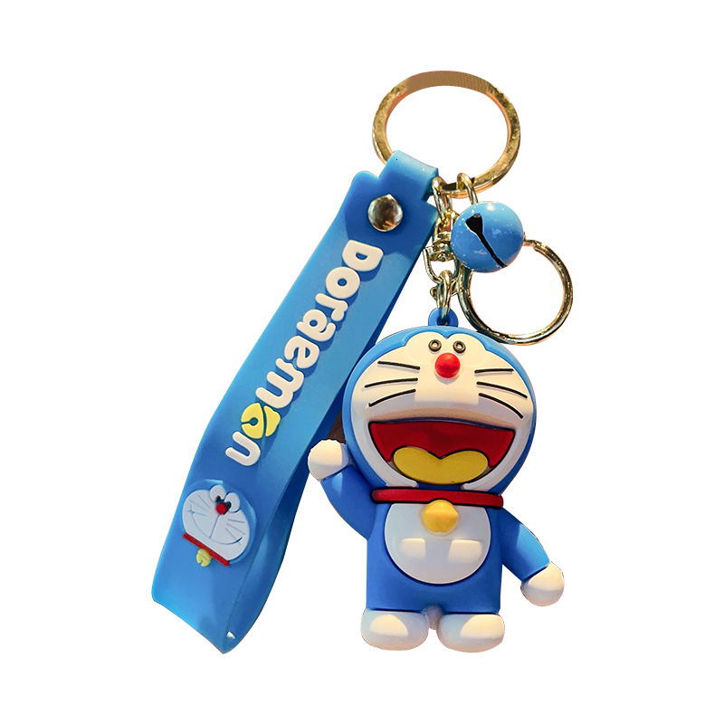 keychain cartoon doraemon keychain cute ding dong cat pvc figurine bag pendant car key ring gift mini bag keychain