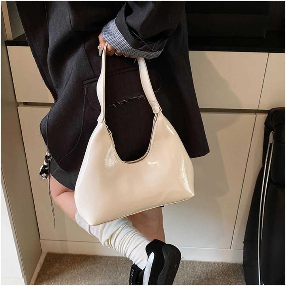 Leather Hobo Shiny Handbags Cute Evening Clutch Armpit Shoulder Bag Crescent Purse M250903