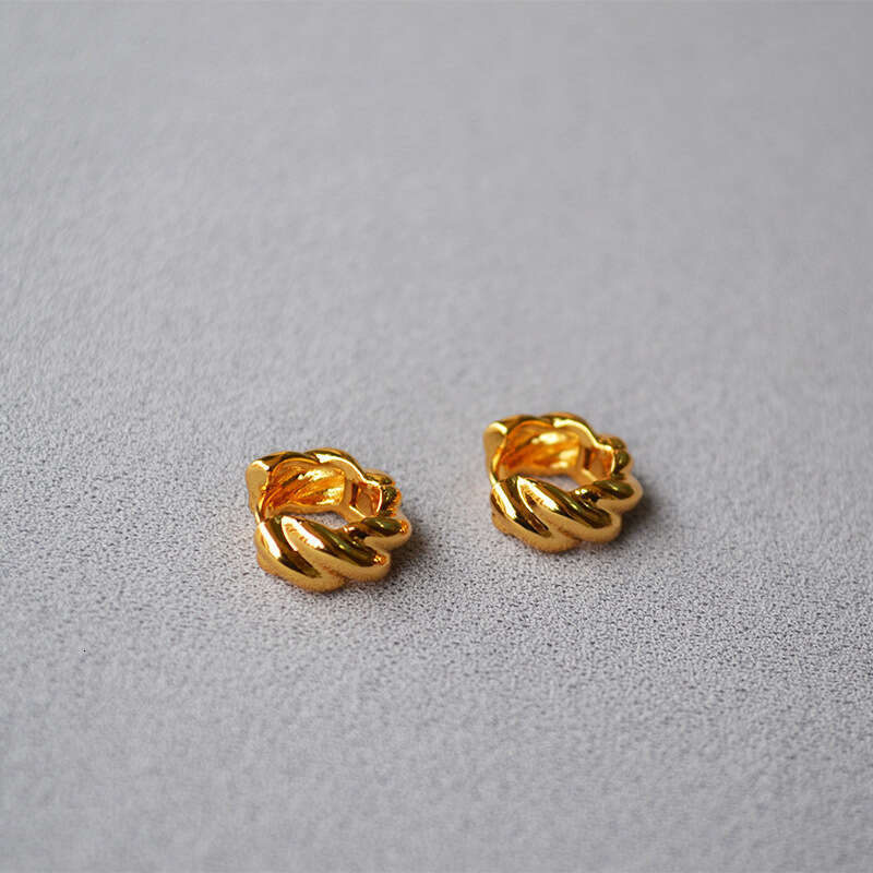 DHpet 2025 New Trendy Croissant Twist Brass Earrings for Women - Gold/Rose Gold Plated, Ins-Style Geometric Design, Creative Ear Clips, Anti-Tarnish