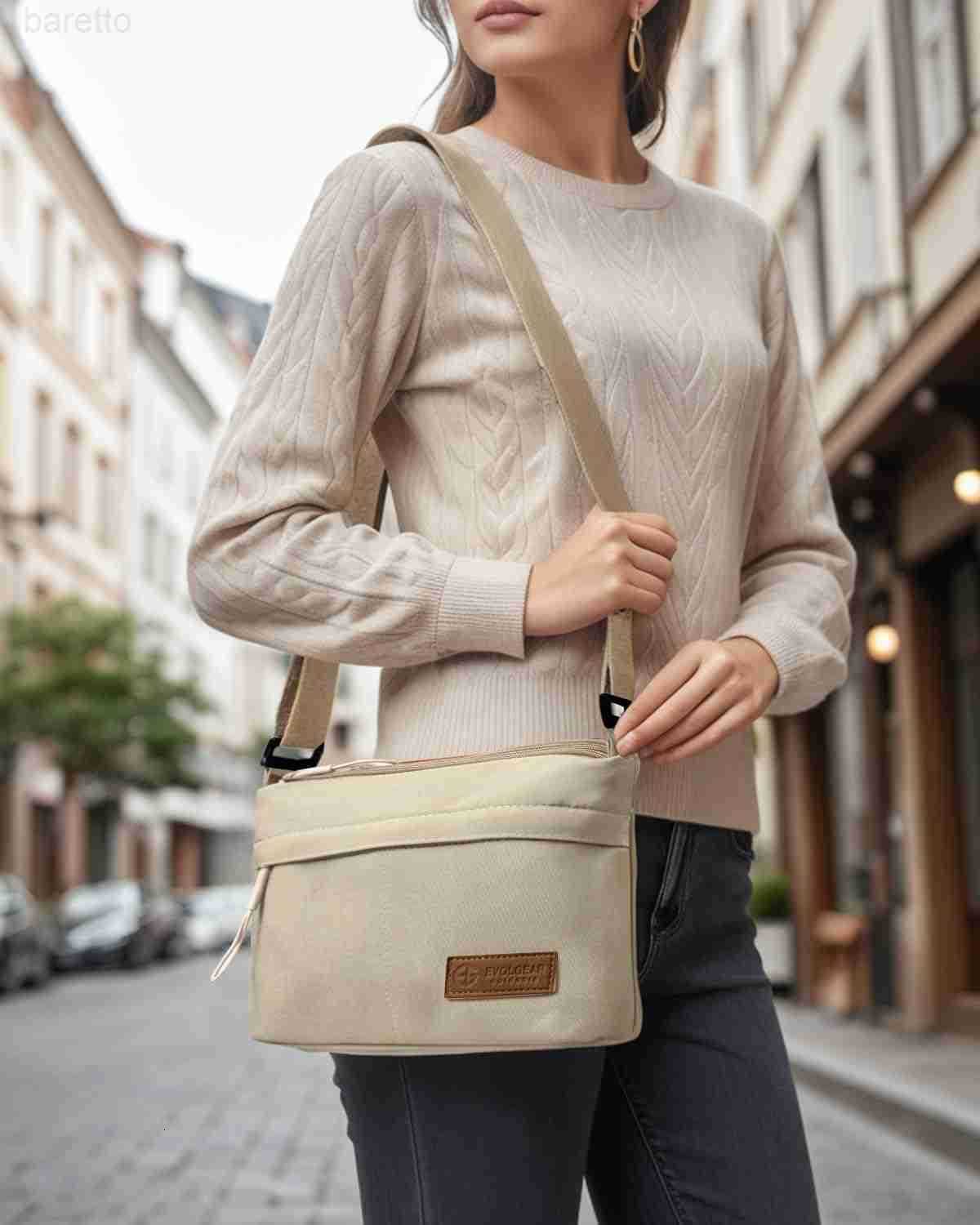 Crossbody Sling Bag Canvas Purse Small Shoulder Handbag 5 Pocket Casual Travel Messenger Hobo Bag Phone Satchel Backpack M250903