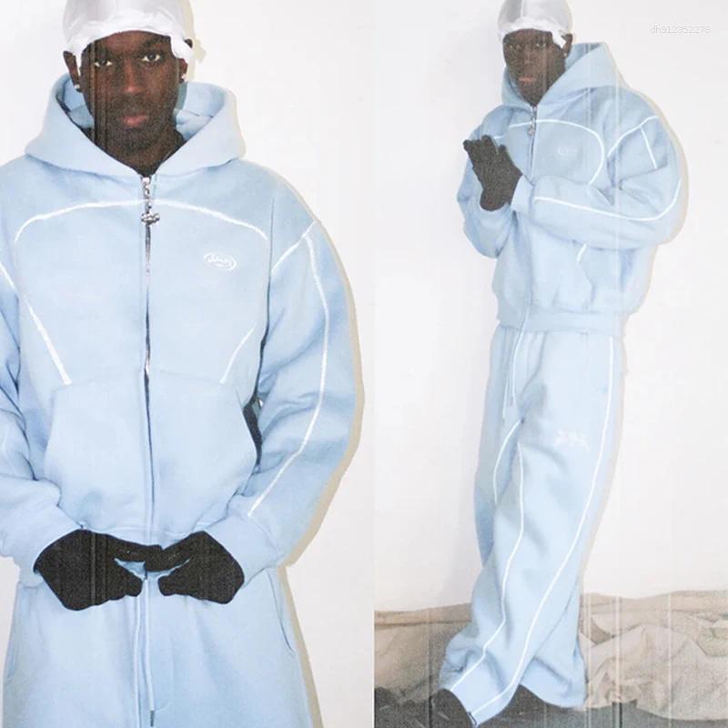 Men's Jackets 2025 Cross Border Fashion Brand Loose Hoodie Hip Hop Street Wear And Women's Zipper Hooded Casual Set