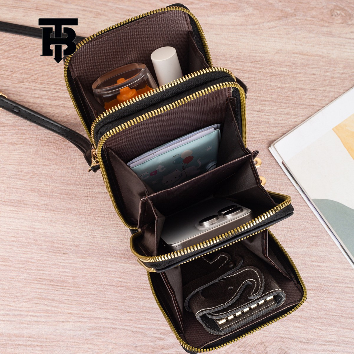 TB BHULAMTE Designer's New Mobile Phone Bag Cute Fashionable Multi-functional Single-shoulder Crossbody Bag Three-zipper Embroidered Butterfly Pr