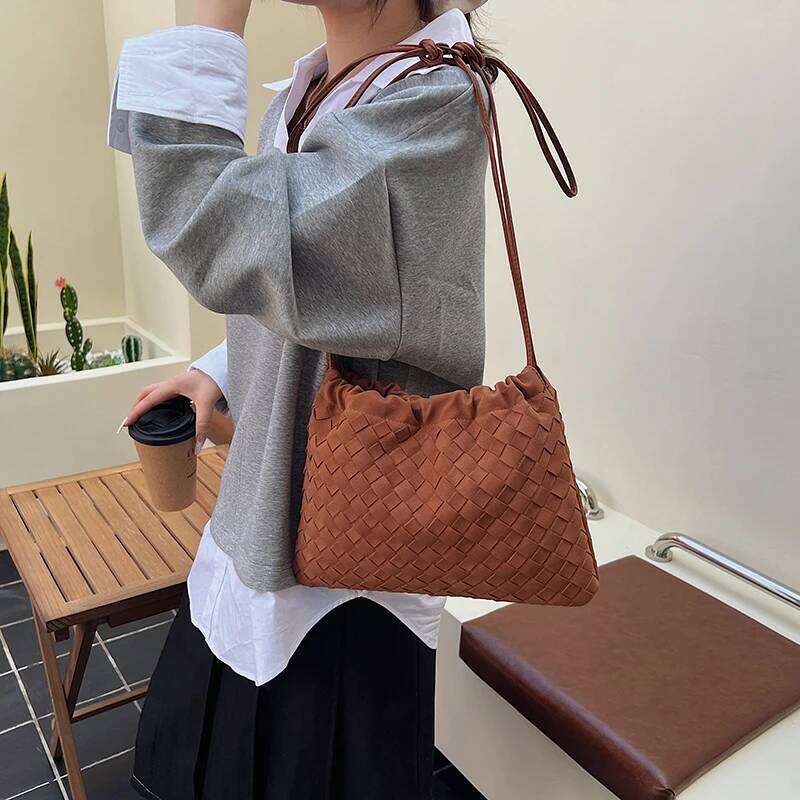 Zeyph Woven Drawstring Faux Suede Material Matte Feel Women S Autumn Winter Tote Shoulder Crossbody Bag