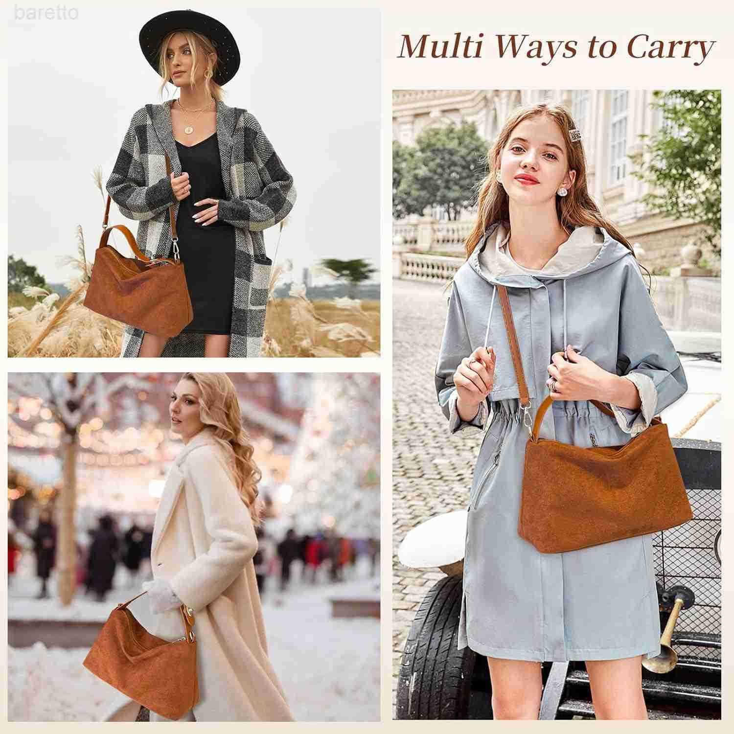 Bags for Women Brown Suede Purses Suede Tote Handbag Slouchy Shoulder Bag Retro Crossbody Hobo Bag 2025 M250903