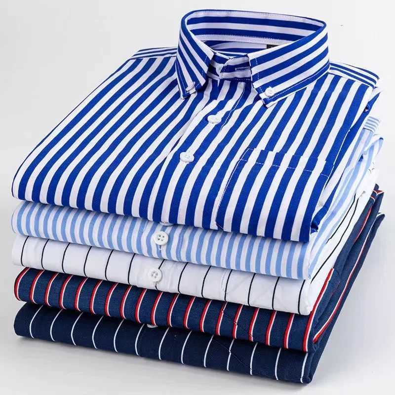 Mens Striped Shirt Long Sleeve Print Shirts AllMatch Slim Fit Fashion Korean Noniron Casual Formale Business Dress Shirts X250903