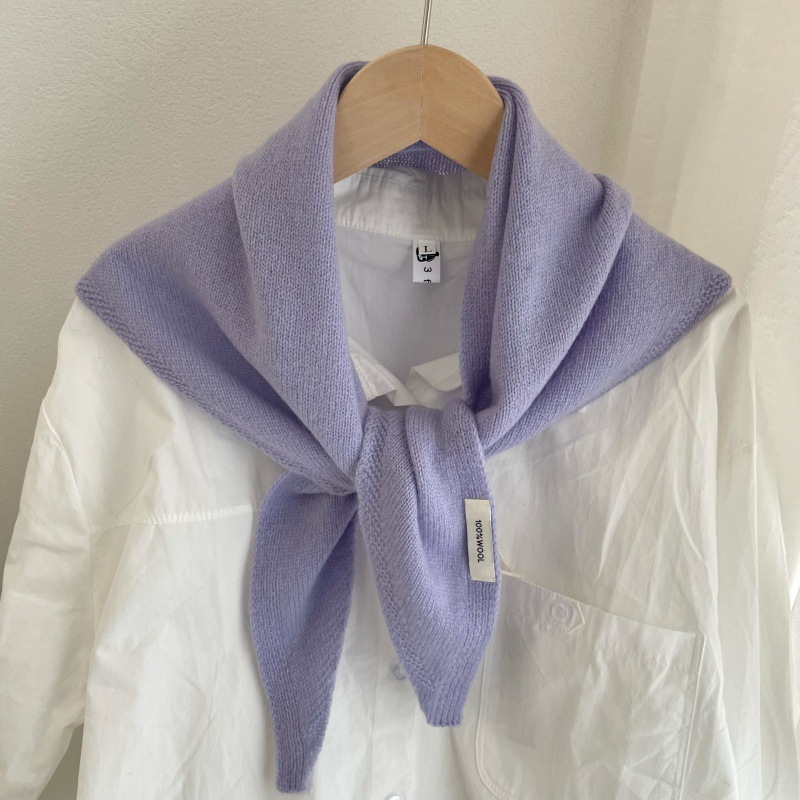 K1799 French retro 100% wool scarf shawl, women's autumn and winter temperament, warm and windproof neck protection, large scarf