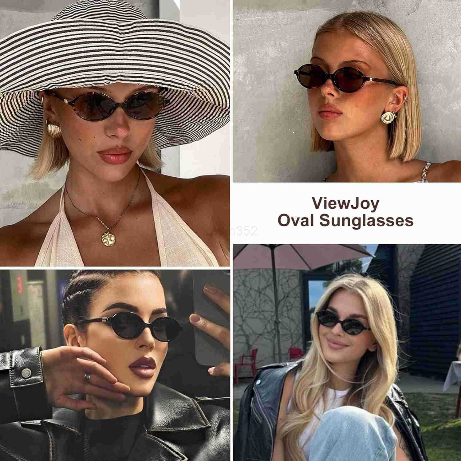 Retro Oval Sunglasses for Women Vintage 90s Y2K Trendy Designer Sun GlassesW250903