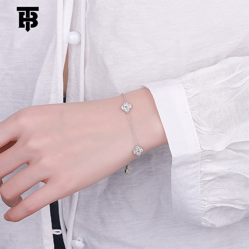 TB BHULAMTE Designer Jewelry Ladies' S925 Silver Moissanite Bracelet Is A Party Bracelet Fully Set With Diamonds Light Luxury Petite Fashionable 