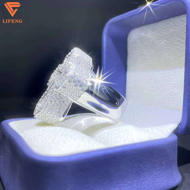Lifeng Jewelry Classic Jesus Ice Hiphop Sterling Sier VVS Moissanite Cross Ring for Men Gift Can Pass Dia Test