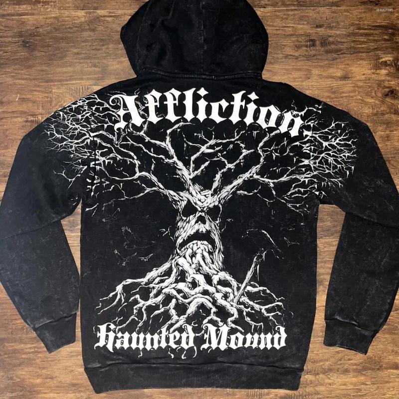 Men's Hoodies Street Gothic Hoodie Punk Classic Retro Skull Print Zipper Hip Hop Leisure Sweater Personality Wear