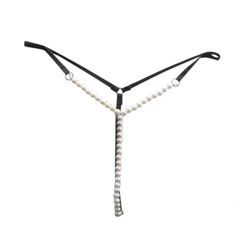 Sexy Pearl Beaded Underwear For Women Low Waist T Shaped Crotchless GString Plus Size Erotic Lingerie Underpants 250903 - view 7