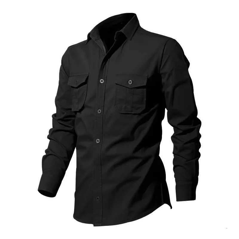 Safari Cotton Shirts Mens Outdoor Work Travel Button Down Tops Casual Long Sleeve Hiking Camping Utility Shirt With Flap Pocket X250903