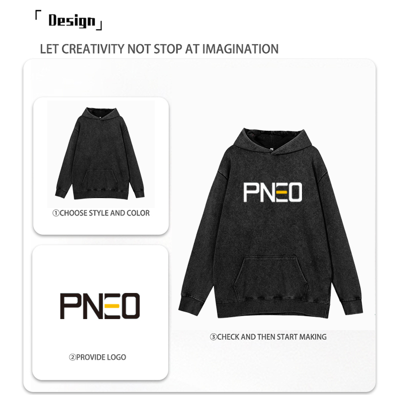 Vintage Washed Oversized Hoodie - Unisex Retro Streetwear Sweatshirt with Kangaroo Pocket Customizable Logo Hoodie & Crewneck with Multiple Colors Hoo