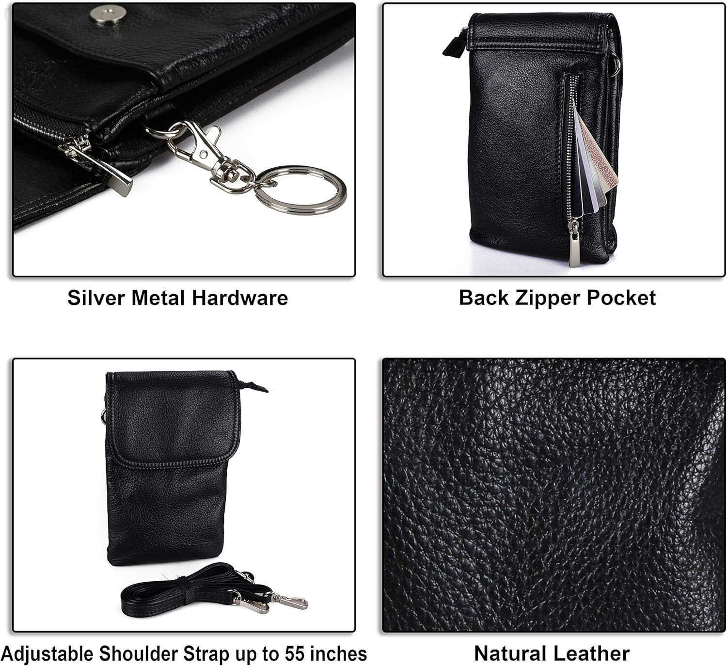 Small Crossbody Bags for Women Cell Phone Bag Cross Body PursesSilver ZipperW250903