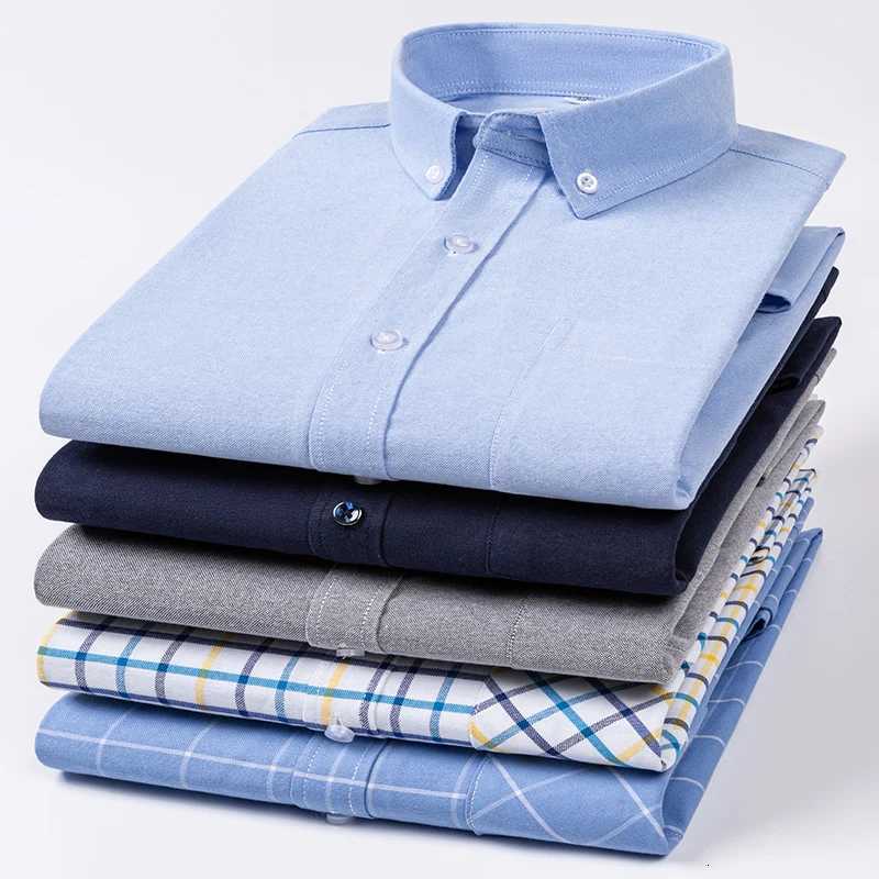 PLus size 8xl 100cotton oxford long sleeve shirts for men slim fit formal plain shirt striped tops office white busines clothes X250903