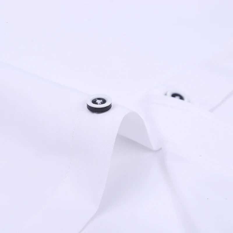 Mens stand up collar shirt classic round neck slim fit vertical collar long sleeved white shirt X250903