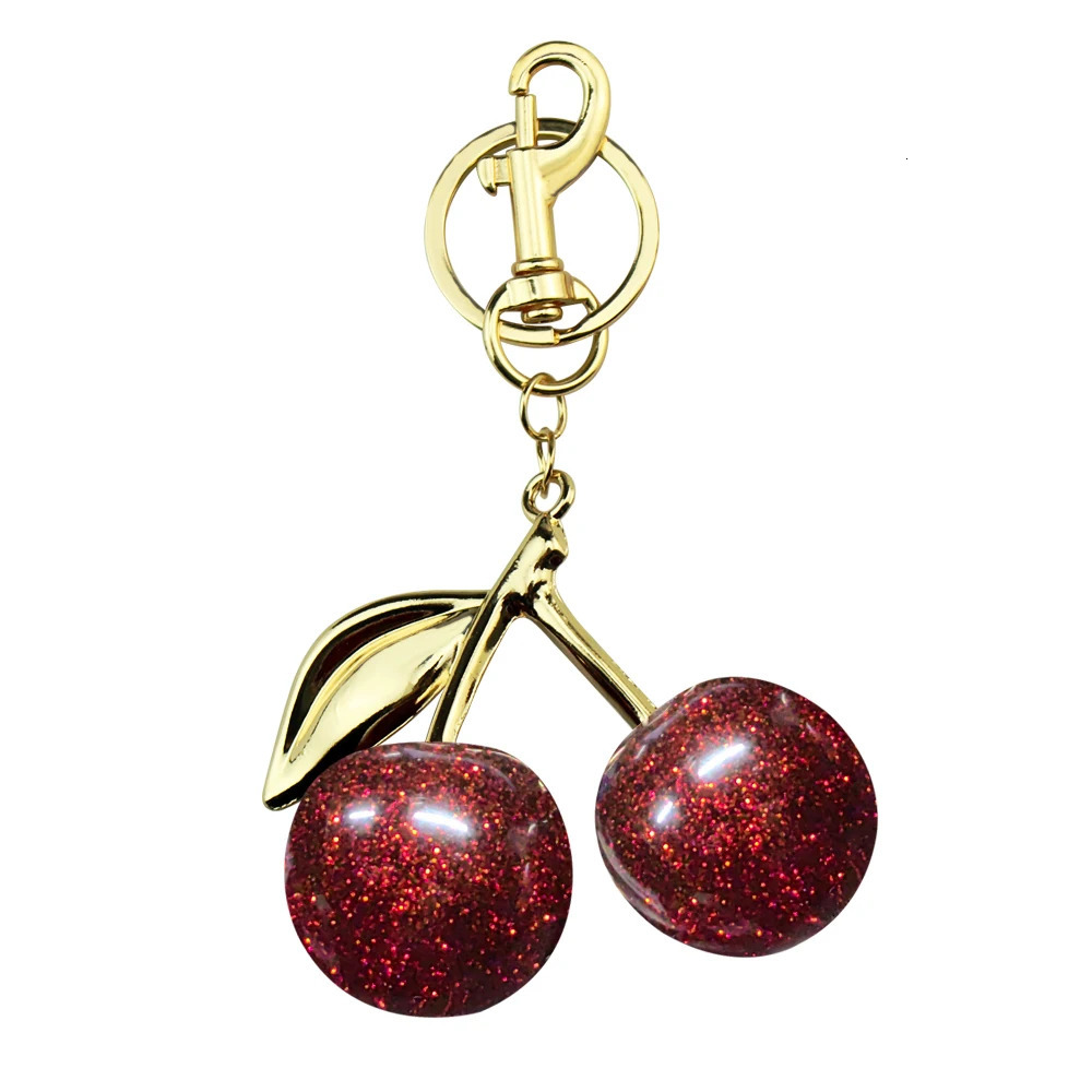 Exquisite Red Cherry Fruit Bag Charm Keychain 3 Color Key Ring for Elegant Women Backpack Purse Pendant Earring Jewelry Gift 250902