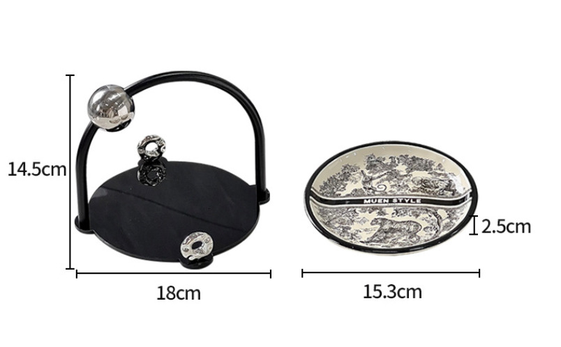 Light Luxury Ceramic Bone Dish Set with Ink Painting Design, Multi-purpose Small Household Fruit Plates, Can Be Used as Gifts