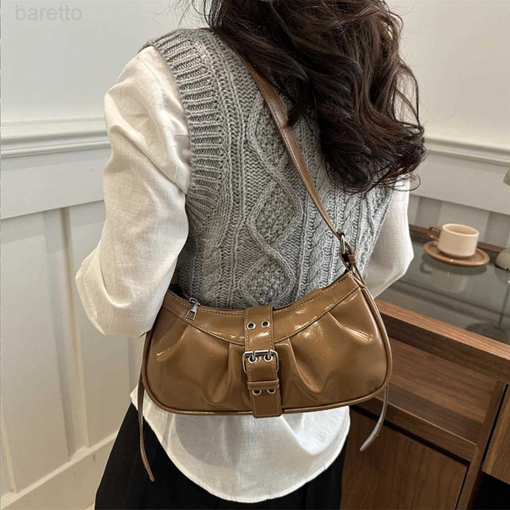 Y2K Shoulder Bag PU Leather Hobo Bag for Women Small Cute Clutch Purses Going Out Top Handle Purse M250903