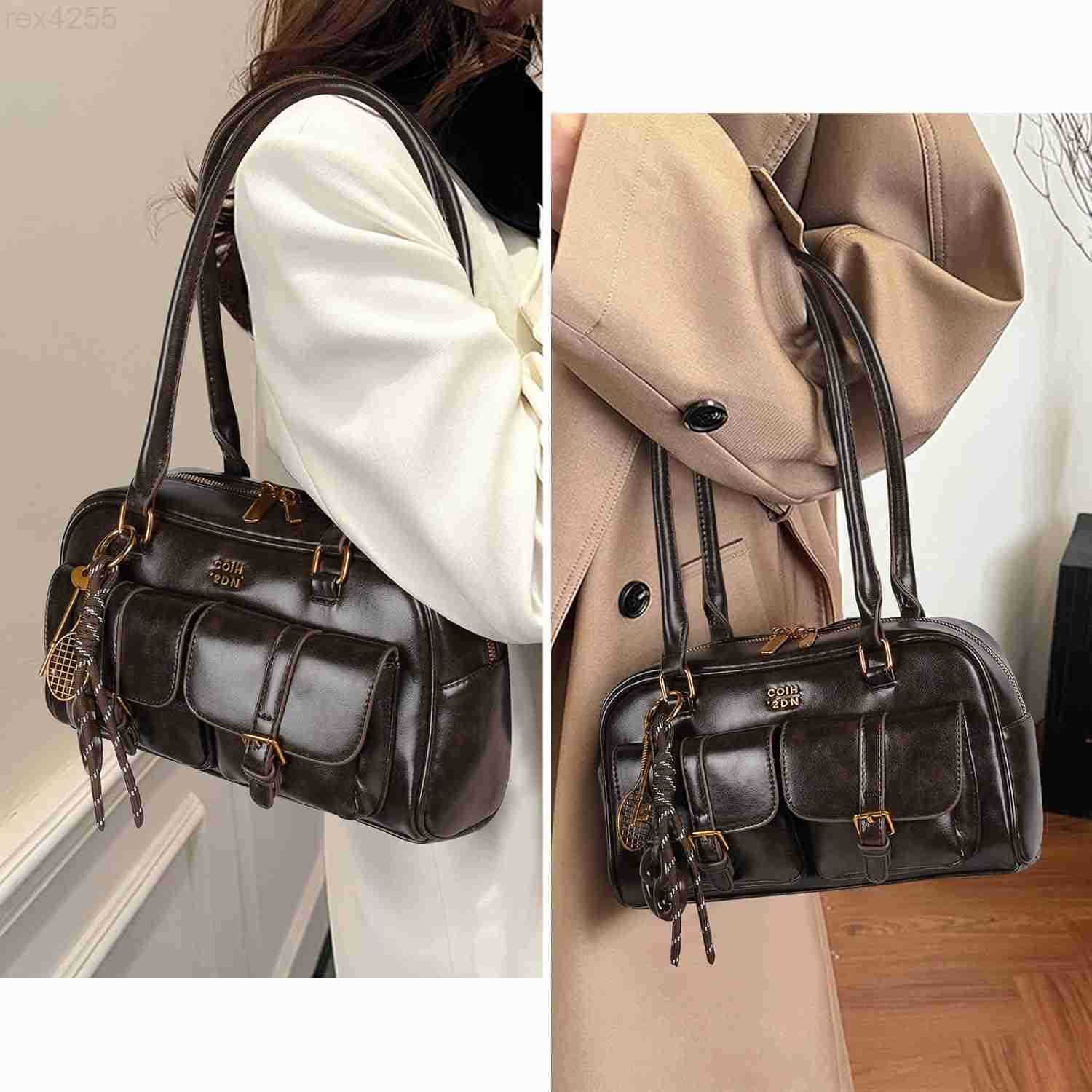 Shoulder Bag Retro Top Handle Bag Y2k 90s Multiple Pockets Designer Handbag Soft Trendy Underarm PurseW250903