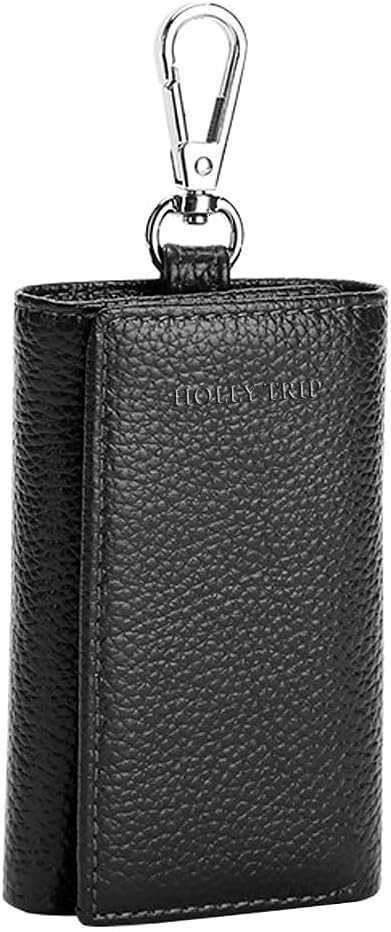 Leather Key Case Wallet Keychain Key Holder 6 Hanging Buckle Hooks Snap Closure M250904