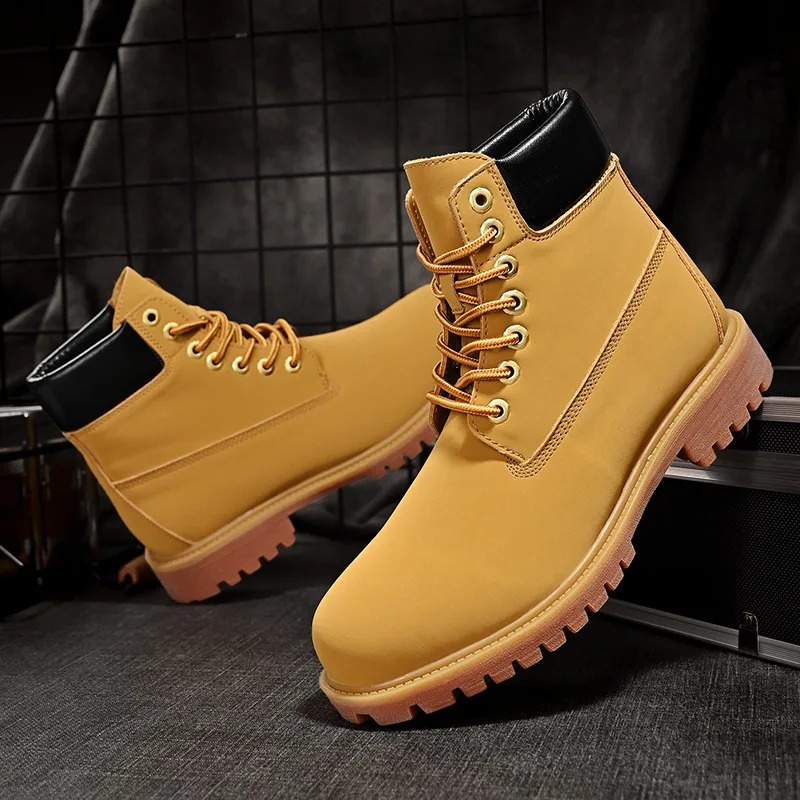 Fashion Outdoor Sneakers Men Lace Up NonSlip Ankle Boots for Couple High Top Quality Women Leather Shoes 250902