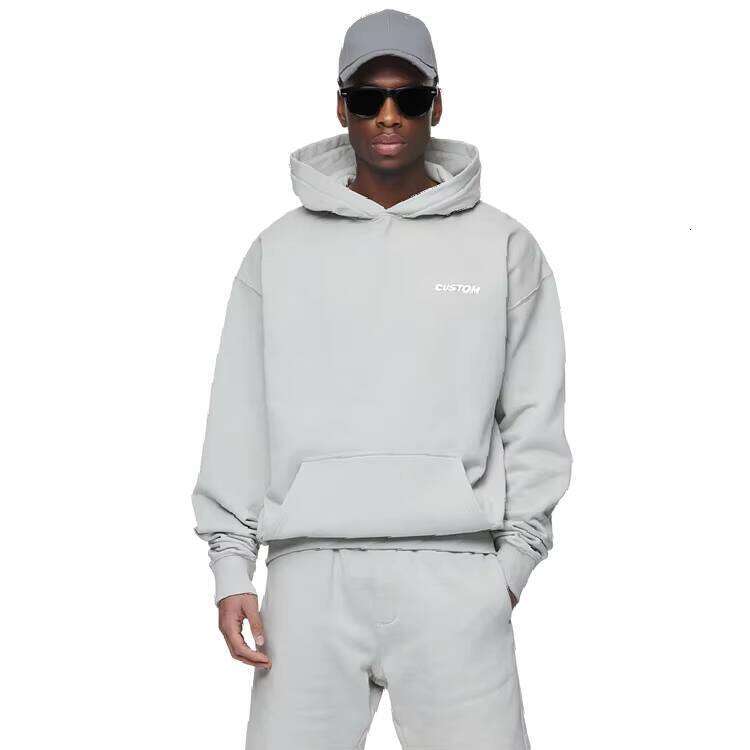 Fashion Oversized Drop Shoulder Hoodie Shorts Logo Men's Clothing with 2 Pieces Autumn Sportswear