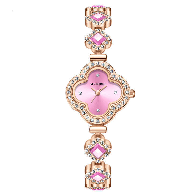 2025 Hot Live Sale Women's Clover Bracelet Quartz Watch - Emerald-Accent, Fashionable Ladies' Watch, Factory Wholesale