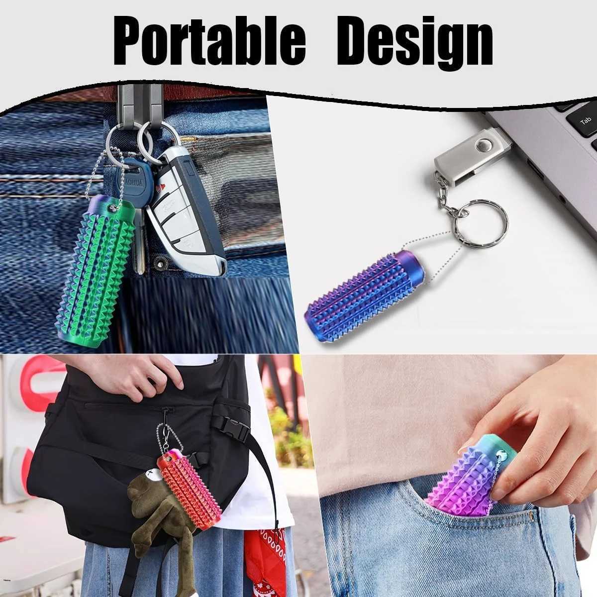 Pain Stim Fidget Toys Reduce Stress Roller for Adults Spiky Fidget Keychain for Anxiety Sensory Toys Novelty Gifts for Friends W250903