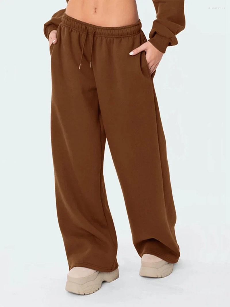 Women's Pants Womens Wide Leg Sweatpants Elastic High Waist Straight Legged Basic Baggy Comfy Jogger Sweat Orange Gray Bottom